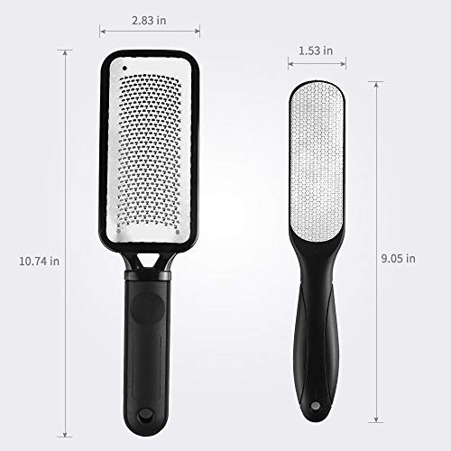 Fu Store 2 Pack Foot Files Callus Remover Foot Rasp Dual Sided Foot File | Stainless Steel Surface Pedicure Tools Professional Scrubber Premium for Feet Care Remove Hard Skin - color: Black