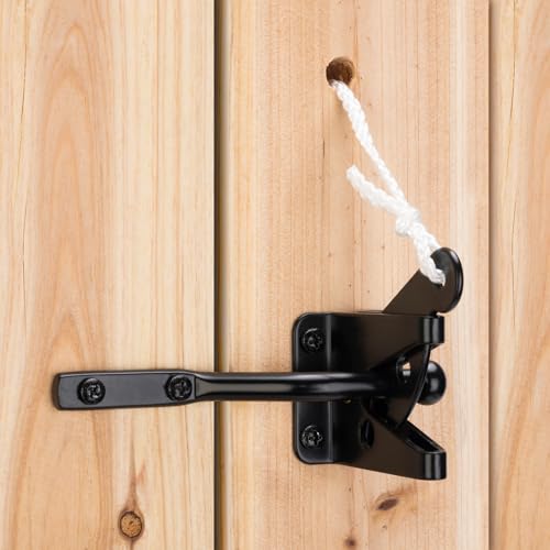 Self Locking Gate Latch for Wooden Fence with Pull String, 1pcs | Automatic vinyl gate latch, post mount automatic gravity fence latches for pool/garden/shed - size: With Pull Ring