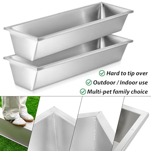 Geelin 2 Pcs 12 Gallon/48 Quart Livestock Water Trough, Stainless Steel | 39" Long Large Capacity Livestock Feeding Trough for Calves Pig Sheep Horses Alpacas and Goats Farm Animal Feeding - size: 12 Gallon/48 Quart