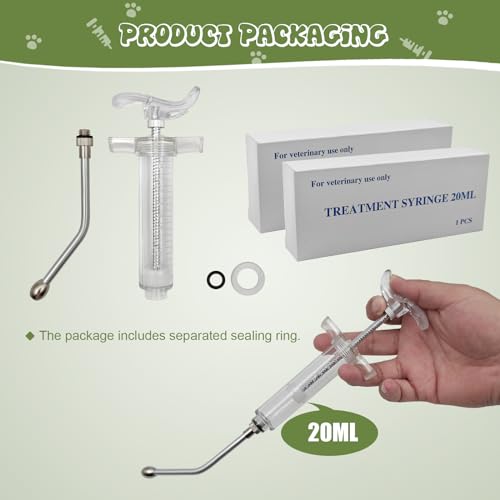 2 pcs Reusable Goats Syringe for Goat, 2 Drench Nozzle Adjustable Dosage Drench Gun Syringe for Sheep (Clear 20ML) - style: Clear