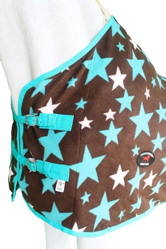 Challenger Horse Soft Fleece Cooler Contoured Exercise Blanket Liner Sheet Wicks 4397 - color: Turquoise Stars, size: 74 inches