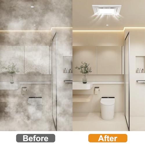 Bathroom Exhaust Fan with Light Ultra Quiet Ventilation Fan Combo 1.0 Sone 145CFM (12" Panel 10"x10" Mount) - color: white