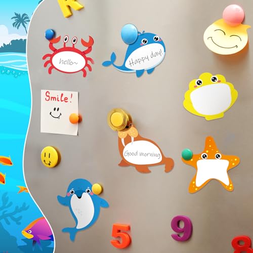 Yinder 24 Pads Kids Sticky Notes, Ocean Animal Cartoon Memo Pads | Cute Kawaii Shark Turtle Designs, Fun for School Reminders, Back to School Supplies, Party Favors, Classroom Gifts - style: Ocean Animals