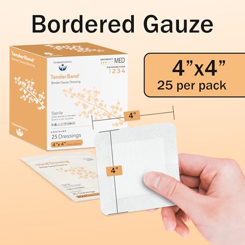 Bordered Gauze Island Dressing 4x4-25 Wound Bandages for Wound Protection - Good for Hospitals, Medical Facilities, First Aid Kits, and More - style: 4x4