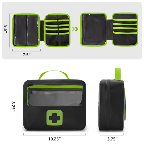 Marscamd Waterproof Empty First Aid Bag with a Detachable Panel | Small Medical Bag with Molle System, Green (Bag Only) - color: Green