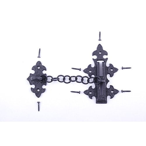 Renovators Supply Manufacturing Door Chain Lock 5 in Black Wrought Iron Chain Door Latch with Mounting Hardware - size: Pack of 1, style: 5 inch - Chain Style