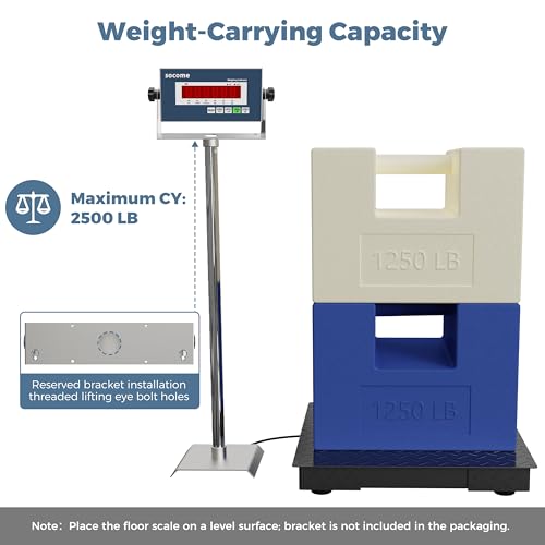 24"x24" Heavy-Duty Industrial Floor Scale, 2500lb x 0.5lb, Black | Precision Pallet Scale with Digital Indicator, Carbon Steel Platform Weighing Scale for Floor Bench Office Weight Weighing - size: 24"x24"-2500LB