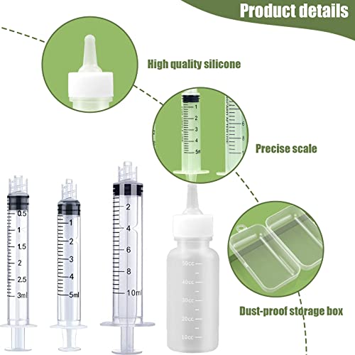 Suxgumoe Kitten Puppy Feeding Bottles and Syringes with Nipples, Small Animals Milk Bottles Feeding Tools for Newborn Kittens, Puppies, Rabbits - color: White