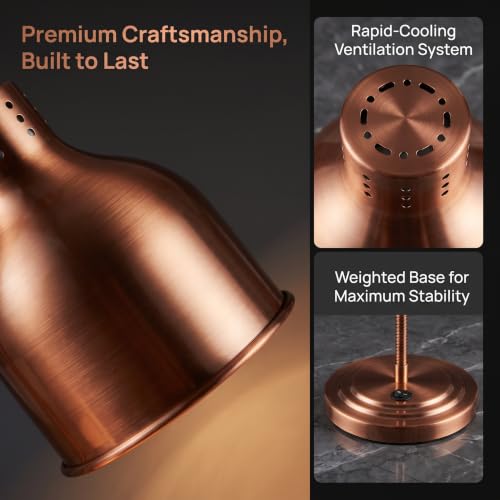 Dual Bulb Food Heat Lamp Restaurant Food Warmer Light Portable Heating Lamps (Dual Head(Copper)) - size: Dual Head(Copper)