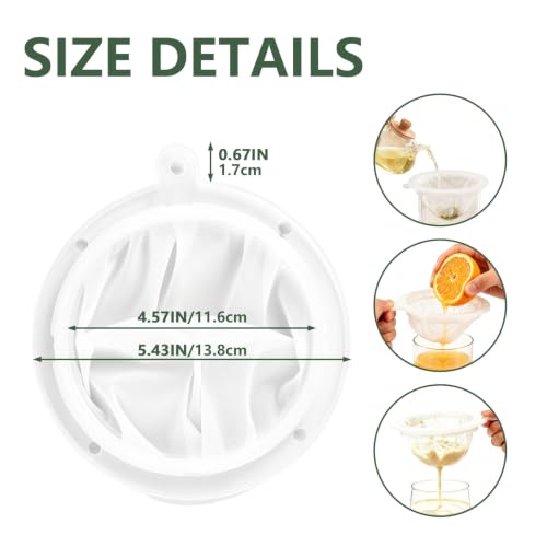 4 Pcs 200 Mesh Food Filter Strainer, Reusable Plastic Sieve Fine, 5 Inch Nylon Strainer for Filtering Yogurt, Juice, and Milk