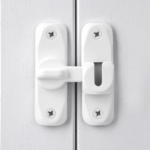 2 Packs Matte White Barn Door Latches,90/180 Degree Gate Lock_B | Zinc Alloy Right Angle Door Lock Latch,Flip Gate Latches,Sliding Door Latch Lock,for Cabinets,Fence Gates,Pet Cage - color: Matte White