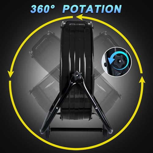 WARMLREC 30 Inch Industrial Drum Fan, 13000CFM Heavy Duty Garage Fan with Wheels, 3 Speeds Metal High Velocity Fan for Warehouse, Workshop, Factory, Commercial, Residential & Greenhouse, Black