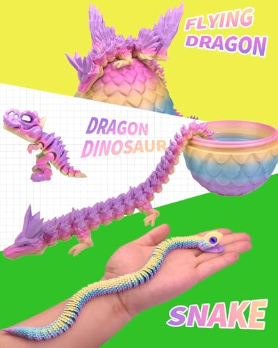 5 Pcs，12" 3D Printed Rainbow Dragon Eggs,Dinosaur Egg,Crystal Dragon Toys,Snake Eggs, Animals,Fidget Toy,Desk Executive Toy，Easter Eggs Basket Stuffers,Toys for Boys Kids Teen 5-7 4-6 8-12 - color: Pp-05