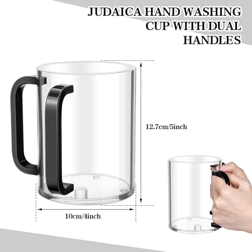 MAQUITA Judaica Hand Washing Cup with Dual Handles, 5" Acrylic Wash Cup for Jewish Ritual - color: Black