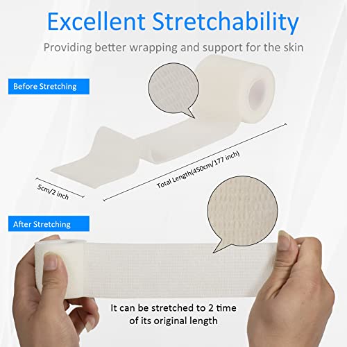 24Pcs Self Adherent Cohesive Bandages Wrap Self Adhesive 2 in White | Self Adherent Bandages Wrap First Aid Self Adhesive Bandage Elastic Sports Athletic Tape Wrist Ankle Pet Vet Wrap Grip Cover - color: White, size: 24Pcs