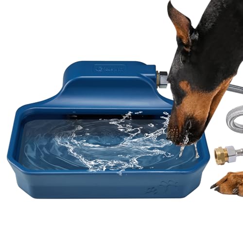 PETIMI Automatic Water Dispenser for Dogs/Cats, 1 Gallon Auto-Fill Dog Water Bowl Dispenser for Indoor/Outdoor, Large Water Feeder for Pets/Livestock, BPA-Free, Wide Mouth, Fits GHT 3/4" Faucet, Blue - color: Blue