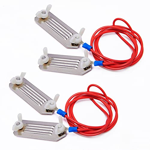 Electric Fence Polytape Connector, Red and Silver, 2 Pack | 35.4" Length Wire, For 1/2" to 1-1/2" Width Polytape
