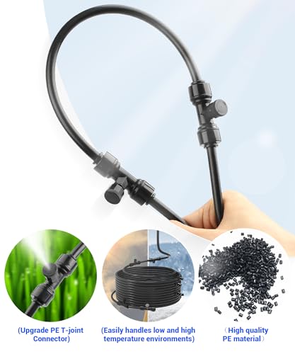 30FT Misters for Outside Patio Misters for Cooling (22 Mist Nozzles) Outdoor Water Patio Hose Greenhouse Mister System Outside Mist Backyard Trampoline for Waterpark Watering Misters for Cooling - size: 30FT