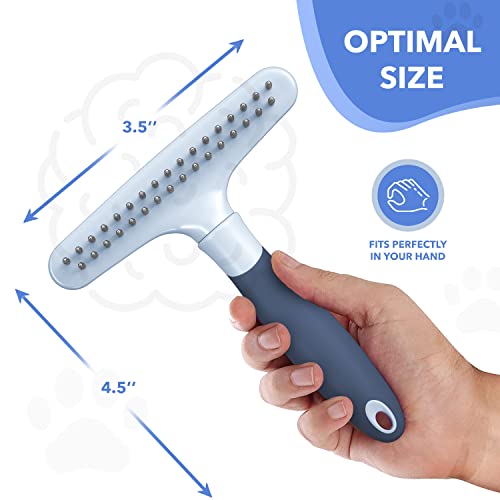 Dog rake deshedding dematting Brush Comb - Undercoat rake for Dogs, Cats, matted, Short,Long Hair Coats - Brush for Shedding, Double Row Stainless Steel pins - Reduce Shedding by 90% (Haze Blue) - color: Haze Blue
