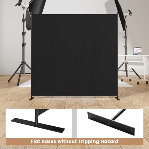 C-Hopetree 1 Panel Room Divider, 6 Ft Tall Indoor Folding Privacy Screen, Portable Partition Separator, Freestanding Separation Temporary Wall for Office, Bedroom, 71" W X 71" H, Black - size: 1-Panel