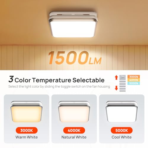Consciot Bathroom Exhaust Fan with Light, 110/160CFM 1.0 Sones, 40W Household Ventilation Fan for Home, 1500lm Dimmable LED Light 3000K/4000K/5000K Selectable & Nightlight, White - style: 110/160 CFM