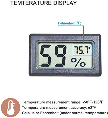 4-Pack Mini Indoor Temperature Humidity Meters Digital Gauge | Thermometer Hygrometer Fahrenheit (℉) Display for Reptile Tank,Jars,Guitar Case,Greenhouse, Garden, Cellar, Fridge, Closet