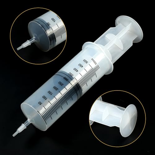 3 Pack 550ml Syringes with 55.1 Inch Tube and Needle 8G 1.5”, Sterile Syringe Individually Packaged for Labs, Liquid Measuring, Feeding Pets,Oil, Glue - style: 550ml
