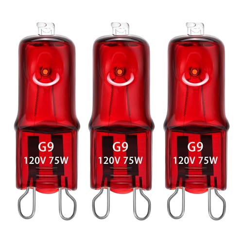3 Pack Replacement G9 Infrared Heat Lamp for Chickens, Tiny Red Bulbs Beads (75 Watt)
