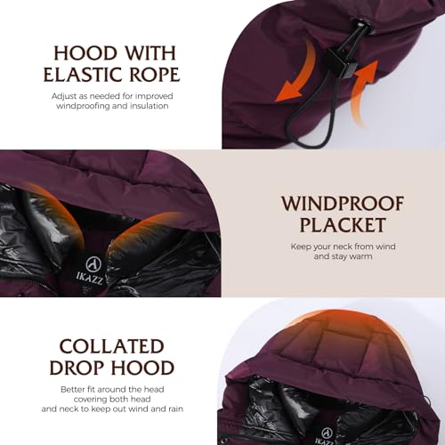 IKAZZ Women's Winter Coats, Thickened Warm Insulated Vegan Down Long Parka Jacket with Hood - color: Purple, size: X-Small