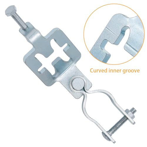 2-Pack T-Post Gate Hinge Kit, 1-5/8" Female Hinges and Hinge Pins, Galvanized Steel, 200° Swing for Chain Link/Metal Gates, Farm & Garden