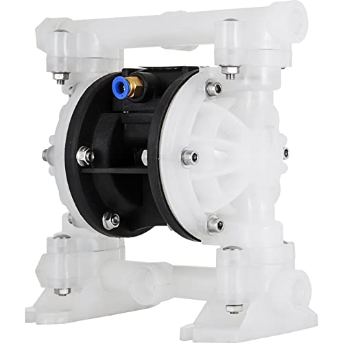 VEVOR Air-Operated Double Diaphragm Pump, 1/2 in Inlet & Outlet, Polypropylene Body, 8.8 GPM & Max 120PSI, PTFE Diaphragm Pneumatic Transfer Pump for Petroleum, Diesel, Oil & Low Viscosity Fluids - size: 8.8 GPM