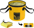 Collapsible Bucket 5 Gallon Container Folding Water Bucket Portable Wash Basin 20L - color: Yellow