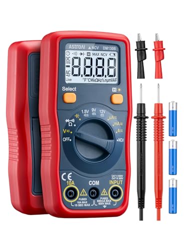 AstroAI DM130B Multimeter, 4000 Counts, Auto-Ranging, Capacitance Testing | Measures AC/DC Voltage, Current, Resistance, Capacitance, NCV, 1.5V/9V/12V Battery Modes, CAT III 600V