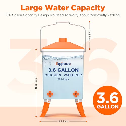 Eggluuz 3.6 Gallons Chicken Waterer Bucket with Water Nipples, Adjustable Legs and Anti-Roost Cone
