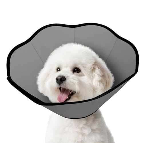 MIDOG Dog Cone Collar After Surgery, Soft Dog Cone Alternative to Stop Licking,Adjustable Elizabethan Recovery Cones for Small to Large Sized Dogs - color: Grey, size: S