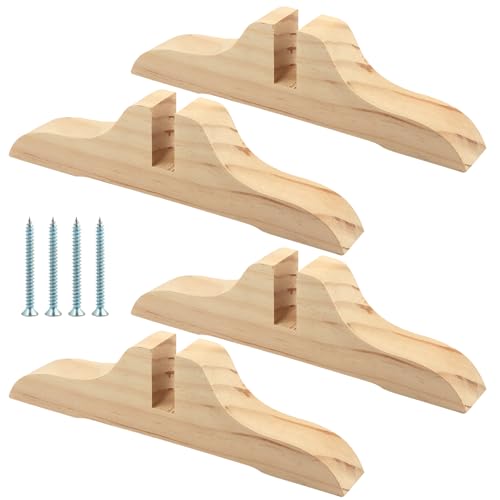 4pcs Wooden Folding Room Divider Stand with Screws,Room Divider Screen Holder Feet Partition,Folding Privacy Screen Holder for Hotel Home Office (Wood) - color: Wood