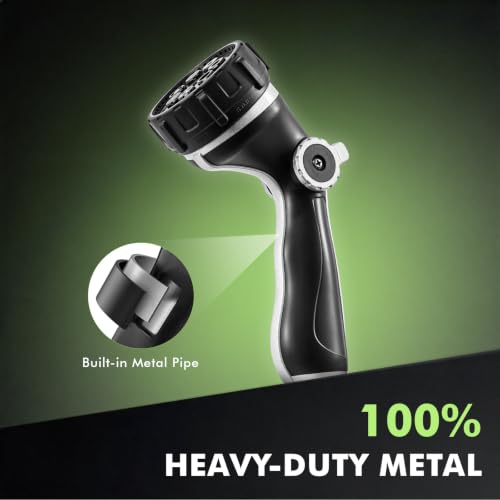 RESTMO Hose Nozzle Heavy Duty, Hose Spray Nozzle Thumb Control for Outdoor | 7 Adjustable Spray Patterns, Leak Proof Hose Nozzle with Flow Control, Ideal for Plants & Lawns, Cars & Pets - color: Black