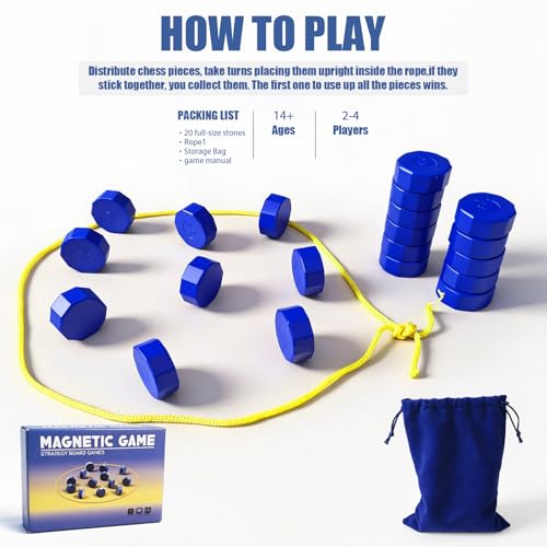 Magnet Game with String Magnet Chess Game Fun Puzzle Strategy Games | Family Games Night, Easter Basket Stuffers for Family & Party & Travel & Camping, 2 Player Games, Game Collections