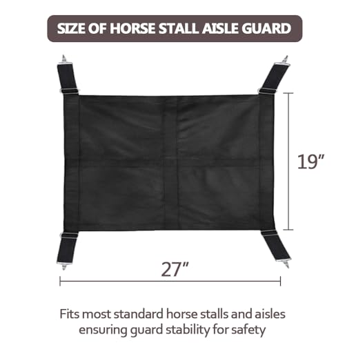 Horse Stall Guard for Horses Heavy Duty Stall Barrier with Adjustable Straps Reinforced Metal Hooks for Barn Stable Aisle Trailer Tack Room，27 Inch