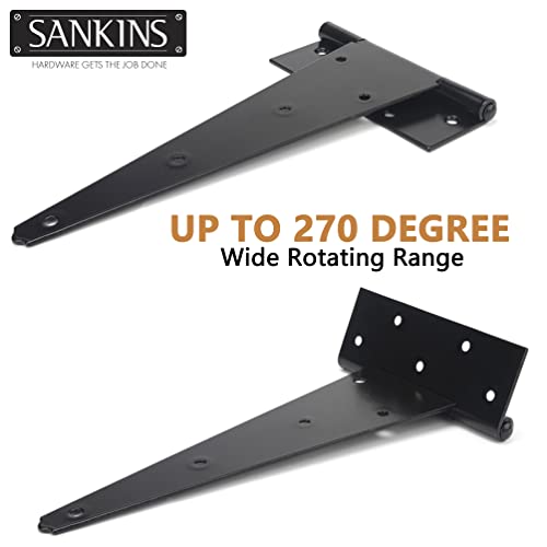 12 Inch T-Strap Shed Door Hinges Heavy Duty, Black Tee Hinge for Wooden Fences, Yard Door, Barn Door Gates, Wrought Hardware Rustproof, 2PCS - color: 2 pcs, size: 12 Inch