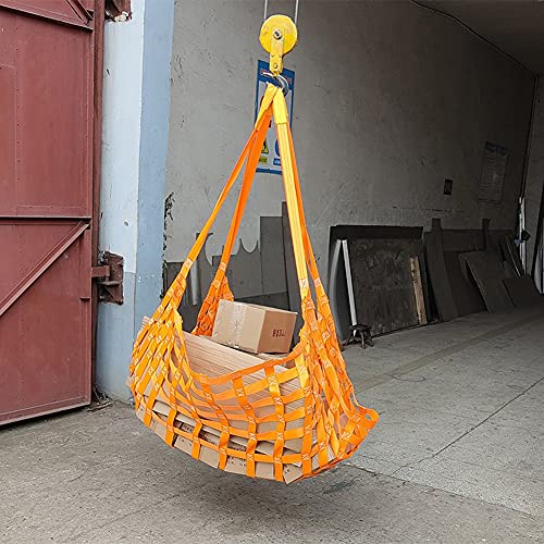 Flat Nylon Sling Hoisting Net, Loading &Unloading Heavy Objects 10cmSquare | Mesh Tear Resistance for Construction Rigging Moving Towing Hoisting Work Gear, Safety Lifting Net Straps
