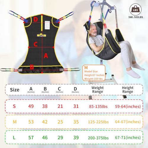 Universal Full Body Patient Lift Sling, Heavy Duty 500lbs Weight Capacity, Mesh Transfer and Bathing Sling for Home & Hospital Care, Easy Adjust and Washable (Lrge) - size: Lrge