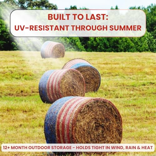 Freedom Round Bale Net Wrap, 64 in x 8000 ft, Fits 5 ft - 1 Roll | Red, White, and Blue Patriotic UV-resistant Polyethylene Net Wrap for Agricultural Hay, Corn stalks, and Alfalfa Baling