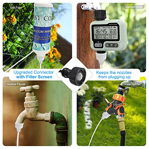 Misters for Outside Patio,Outdoor Water Misting Cooling System,80FT|24M+Tee Connector White 10PCS,Backyard Mist Kit for Garden,Greenhouse,Fan,Deck,Umbrella,Canopy,Pool,Porch.Trampoline Sprinkler Park
