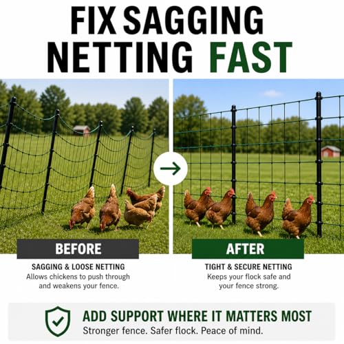 Electric Poultry Netting Replacement Pole – 48" Heavy-Duty Fiberglass Post with Metal Stakes for Electric Fence Kits – Durable, Easy Setup, Compatible with Most Poultry Netting Systems