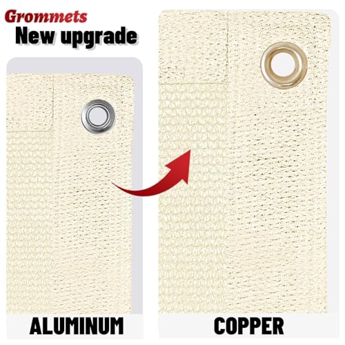 SUNNY GUARD Shade Cloth 4x8 FT HC-093 Sun Shade Fabric Cover Tarp Cream | 90% UV Block HDPE Sun Shade Screen Fabric Tarp with Grommets for Pergola, Backyard & Garden, Custom Sizes - color: Beige, size: 0 4'×0 8'