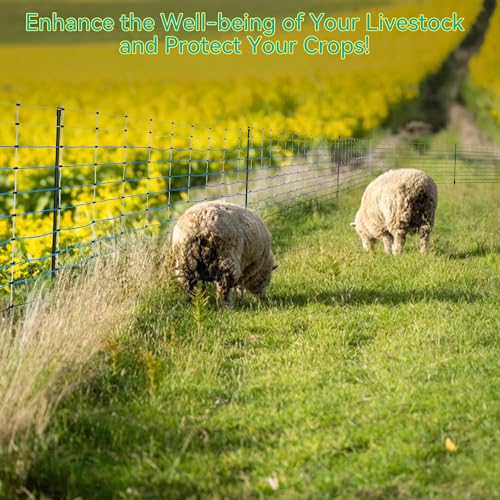 PPOLB Highly Visible Blue Electric Fence Netting, 42.5" H x 164' L, Portable Livestock Nets Mesh for Goats, Sheep, Hogs, Dog, Electric Fencing for Backyards, Homesteaders, Farms Ranches, and Gardens - size: 42.5" H x 164' L