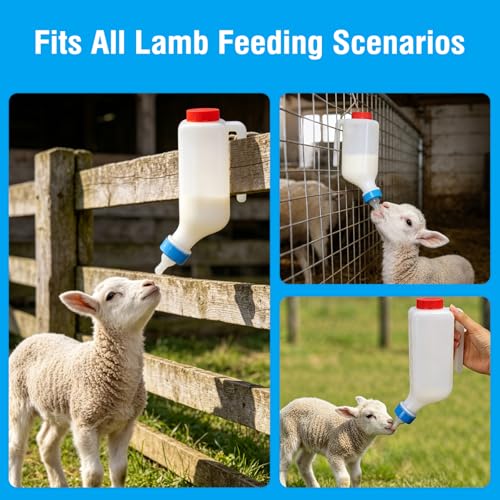 800ml Lamb Feeding Bottle Thickened Goat Feeder Hang Upside Down for Lamb | Convenient Hanging Design，Clear Scale Markings，High-quality silicone pacifiers—gentle, bite-resistant, and long-lasting