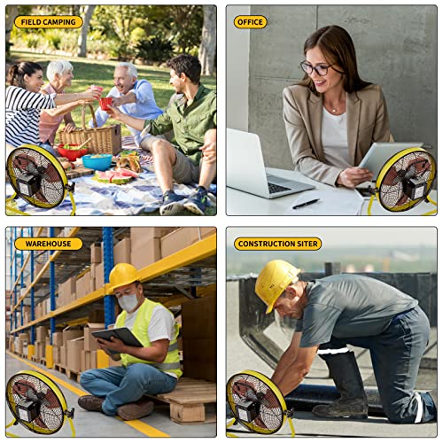 lcocove Solar Powered Fan, Battery Operated Outdoor Fan Can Running 5-24 Hours, Solar Fans For Shed,Home，Ouside,Camping，Solar fan with USB Output For Emergency Situation Without Electric - color: 12inch solar yellow