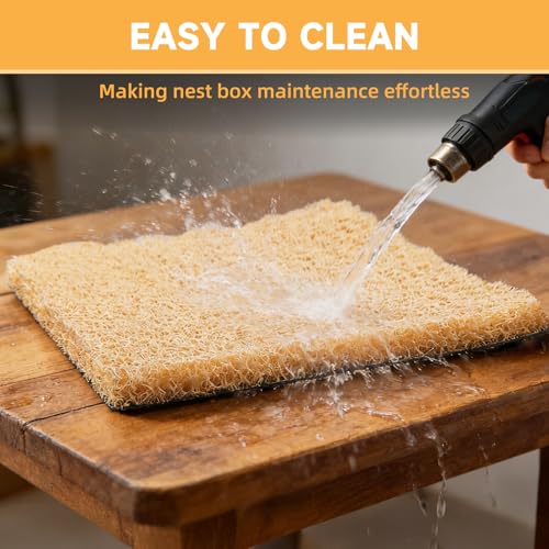 8 Pack Chicken Nesting Pads, Washable Reusable Hen Laying Mats, Brown | 12 x 12 inch Chicken Coop Accessories, Cut to Fit Nesting Boxes, Rabbit Cages - color: Brown